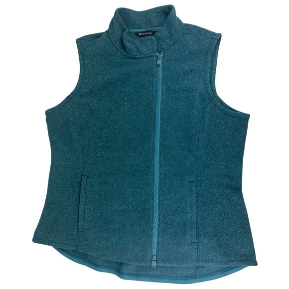 Athleta Size 1X Stroll Fleece Moto Vest Borealis Green Running Warm Athleisure - Picture 4 of 13
